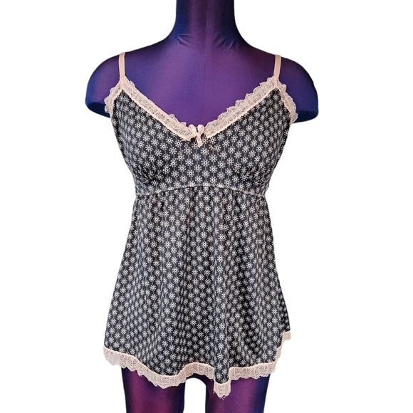 Marilyn Monroe Y2K Gray & Pink Sexy Lace Cami Slip Top‎ Size Medium Women's U39 - Picture 1 of 7